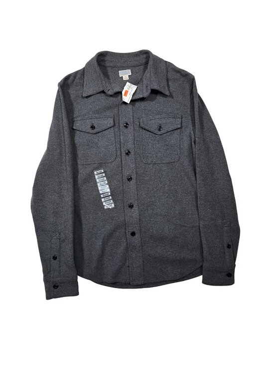 None Other - Dark Gray Mens Button-Up Long-Sleeve Shirt With Dual Chest Pockets - Size Small
